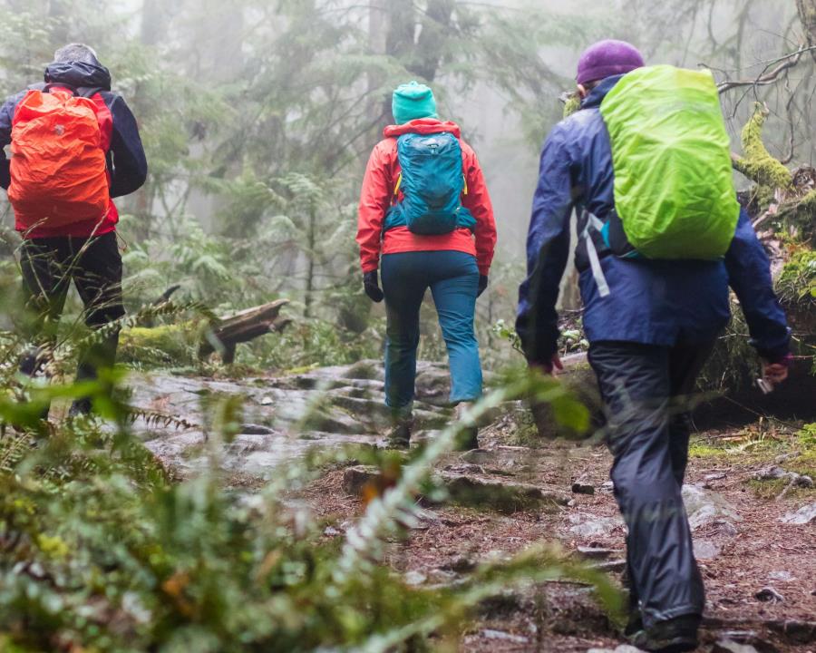 randonneurs sur un sentier boueux 